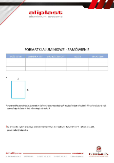  Zamówienie formatek aluminiowych Aliplast