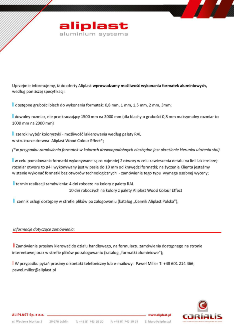  Formatki aluminiowe informacje - Aliplast