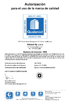 Aliplast Certyfikat Qualanod ESP