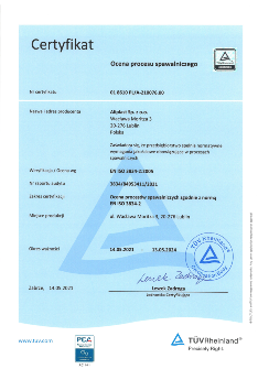  Certyfikat EN ISO 3834 PL