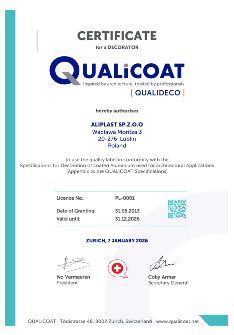 Qualicoat - Qualideco (Licence No.: PL-0001)