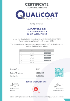 Qualicoat (Seaside, Pre-Ox) - Licence No.: 1518