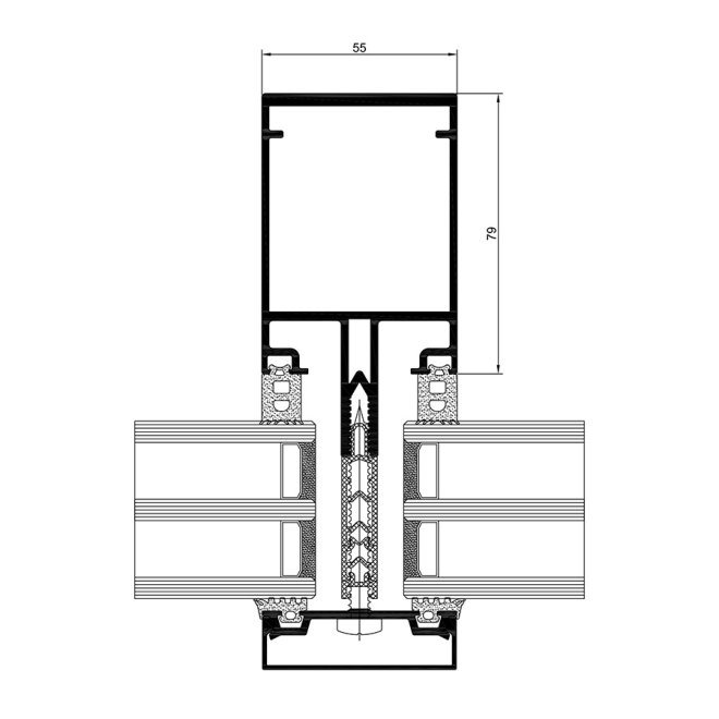 Przekrój przez słup systemu MC WALL