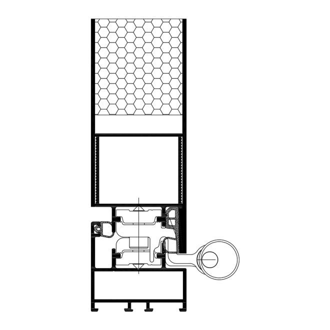Przekrój przez drzwi panelowe EL - PD strona zawiasowa